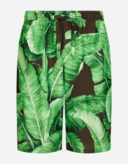 Dolce & Gabbana Banana-tree-print silk shorts Green G8RN8TG7K1T