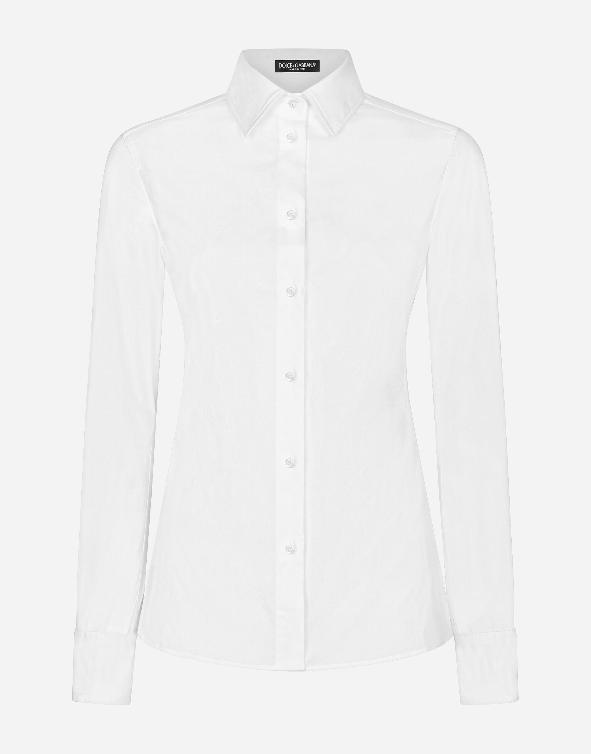 Camisa en popelina el stica en Blanco de Mujer Dolce Gabbana