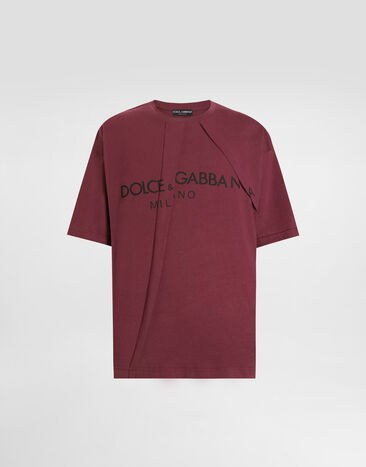 Dolce & Gabbana Cotton T-shirt with logo Brown G9BNLZG7O2P