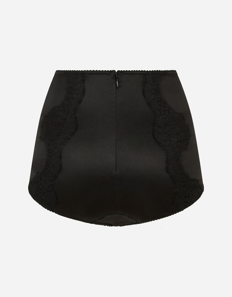 Dolce & Gabbana Culotte en satin avec dentelle Noir O2A09TFUAD8