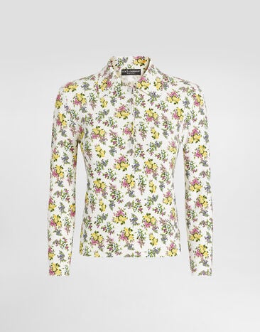 Dolce & Gabbana Small floral-print viscose polo shirt Multicolor FXZ46TJAHLS