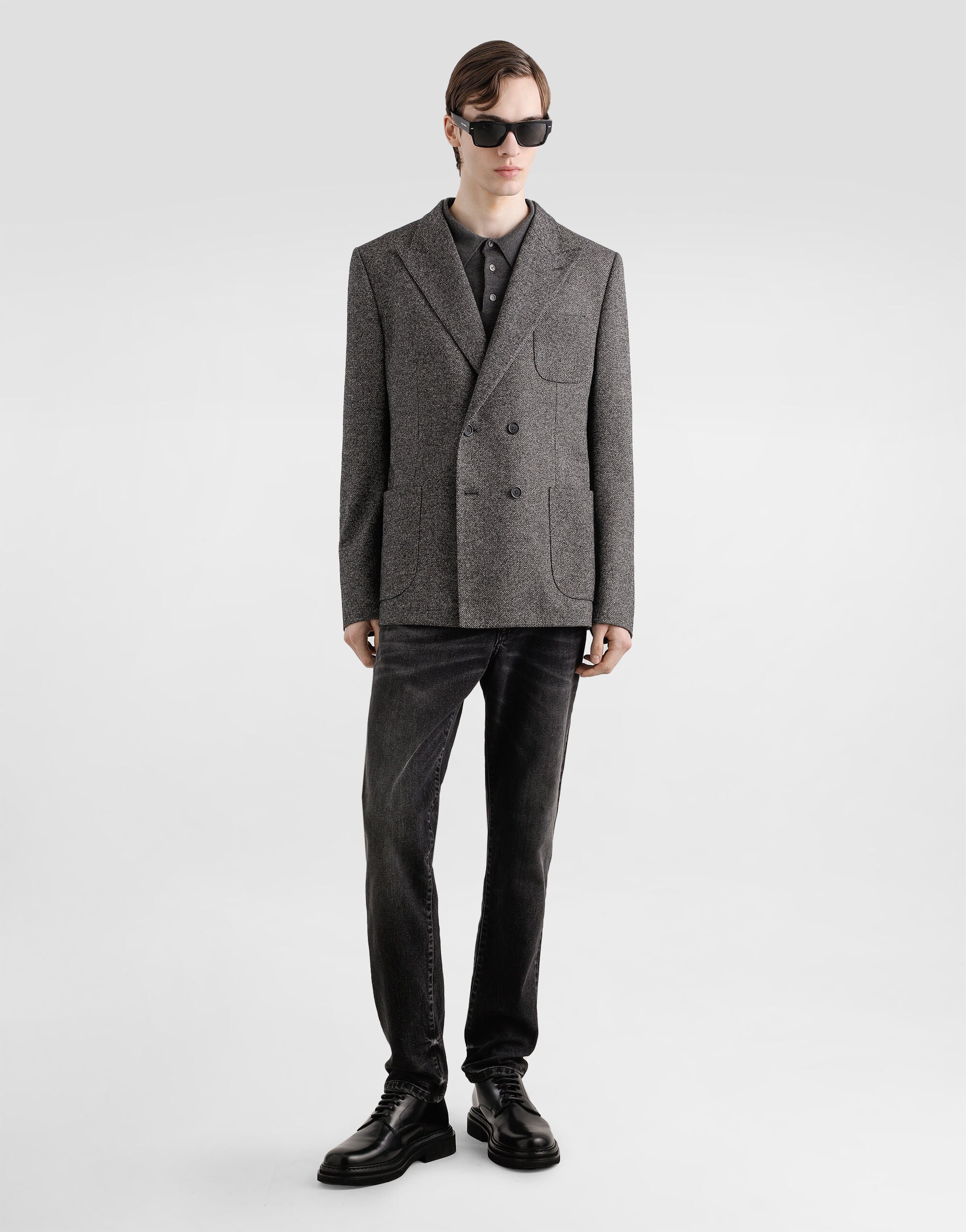 Double-breasted portofino jersey jacket in Multicolor for Men