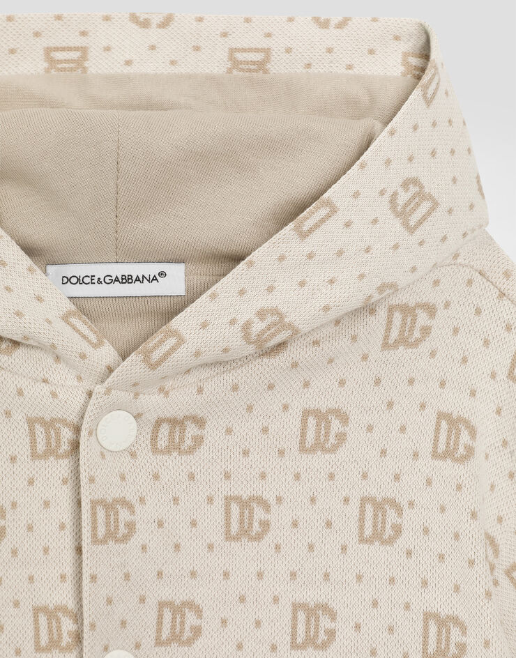 Dolce & Gabbana Polka-dot jacquard hoodie with DG logo Multicolor L1JWLSFJ7EA