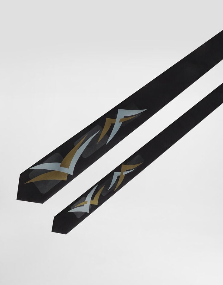 Dolce & Gabbana Vintage-print twill tie Grey GT147EG0WW5