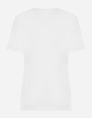 Dolce&Gabbana T-shirt en jersey avec plaquette à logo DG Blanc F8N08TFU7EQ