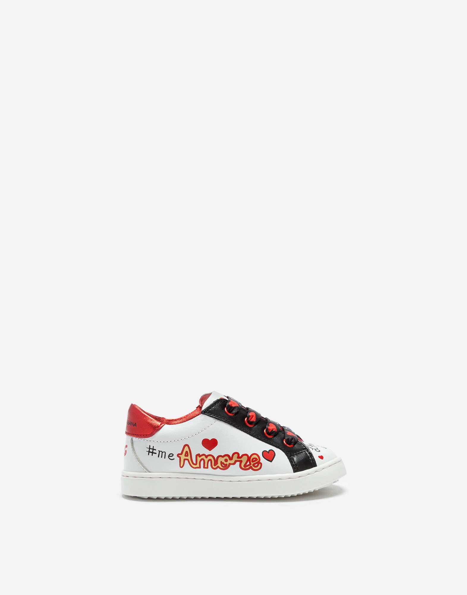 Calfskin sneakers with DG Amore logo in WHITE for Girls