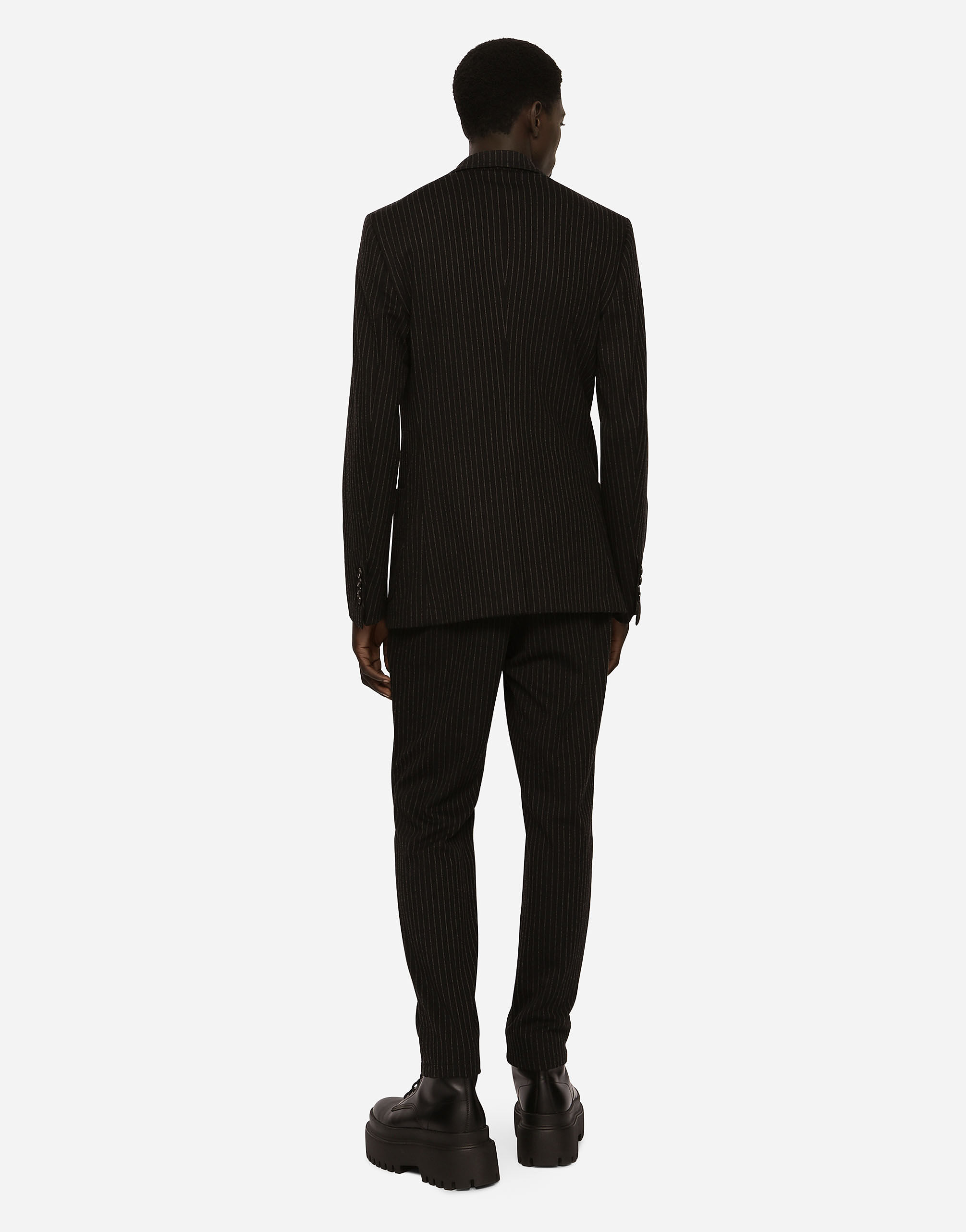 Pinstripe jersey jogging pants with DG patch in Multicolor for Men Dolce Gabbana US