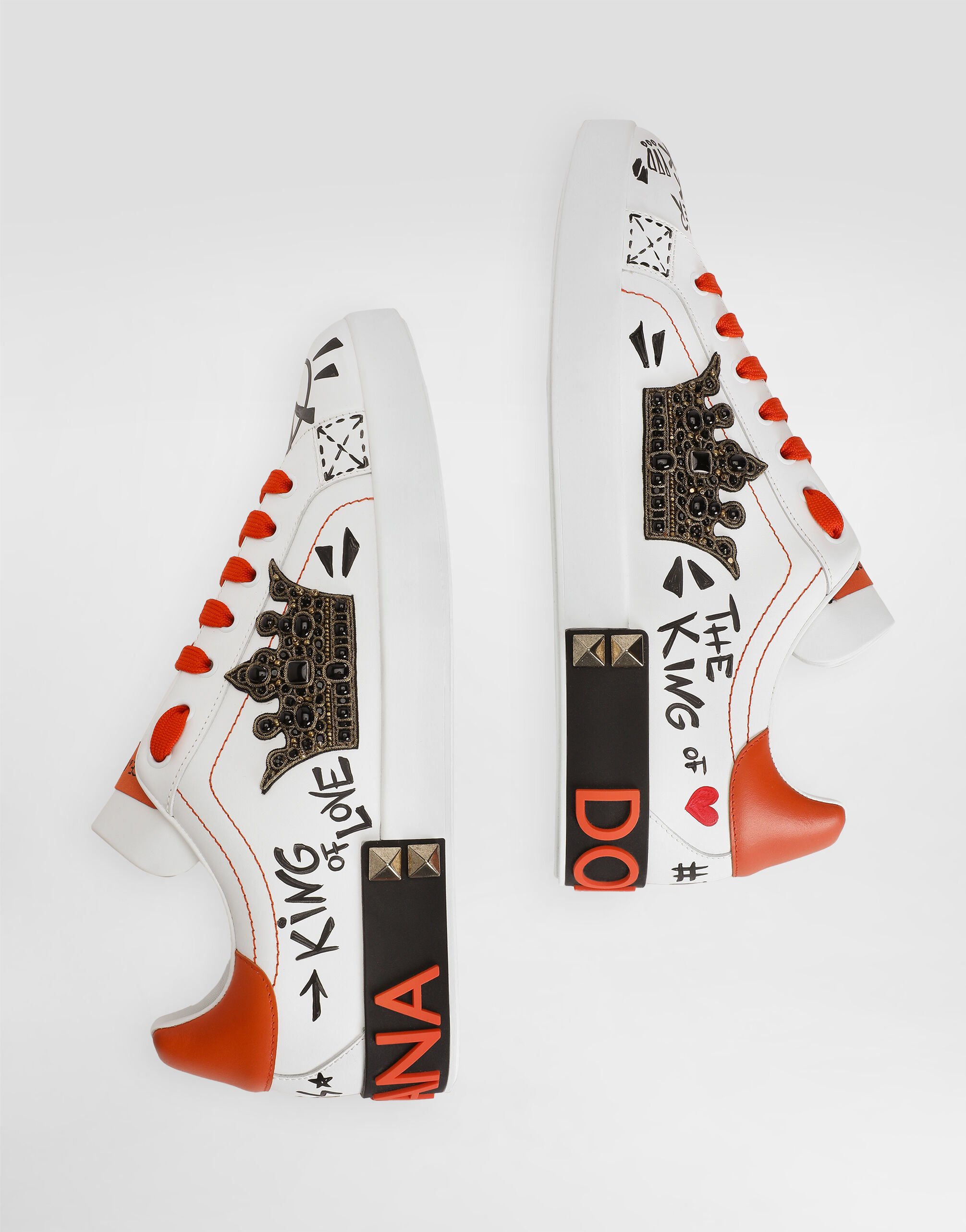 ドルチェ&ガッパーナ Calfskin Portofino sneakers with embroidery and studs in