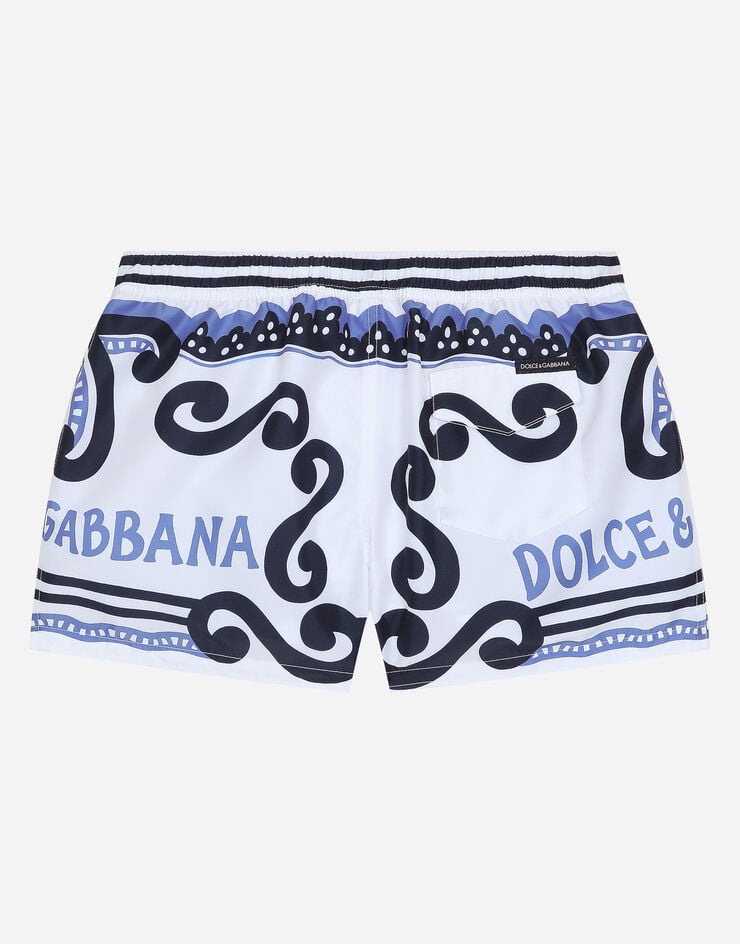 Dolce & Gabbana Boxer da mare in nylon stampa marina Azzurro L4J845G7L0N