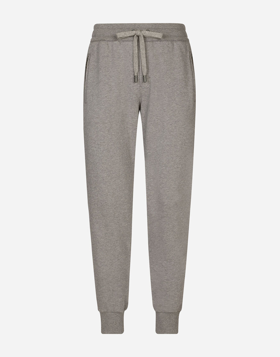 Jersey jogging pants with branded tag