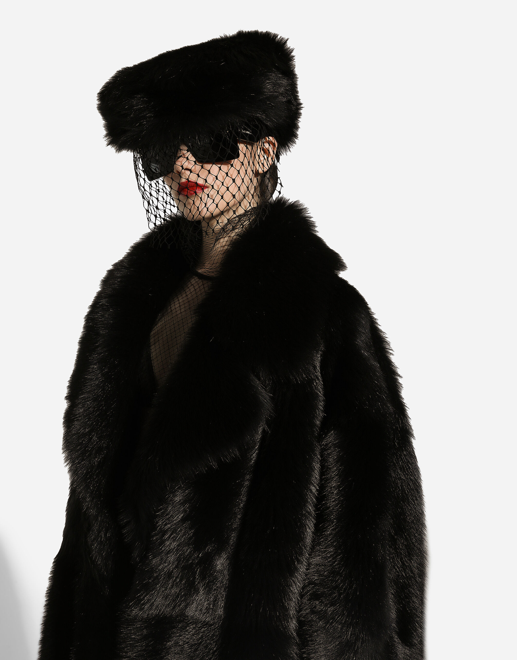 Single-breasted shearling coat in Black for Women