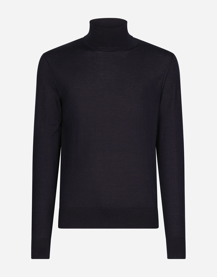 Dolce & Gabbana Cashmere and silk turtle-neck sweater Blue GXL03TJDMS4