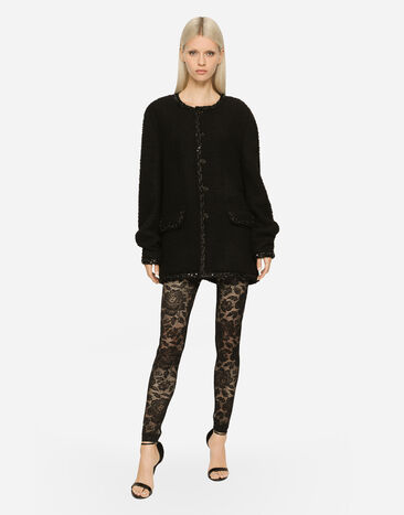 Dolce&Gabbana Floral lace-stitch leggings Black FTB5TTFLUBF