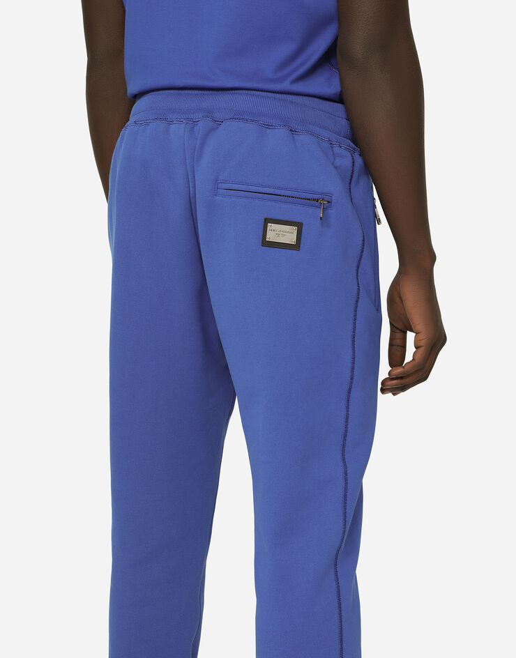 Dolce&Gabbana Jersey jogging pants with branded tag Blue GVXQHTG7F2G