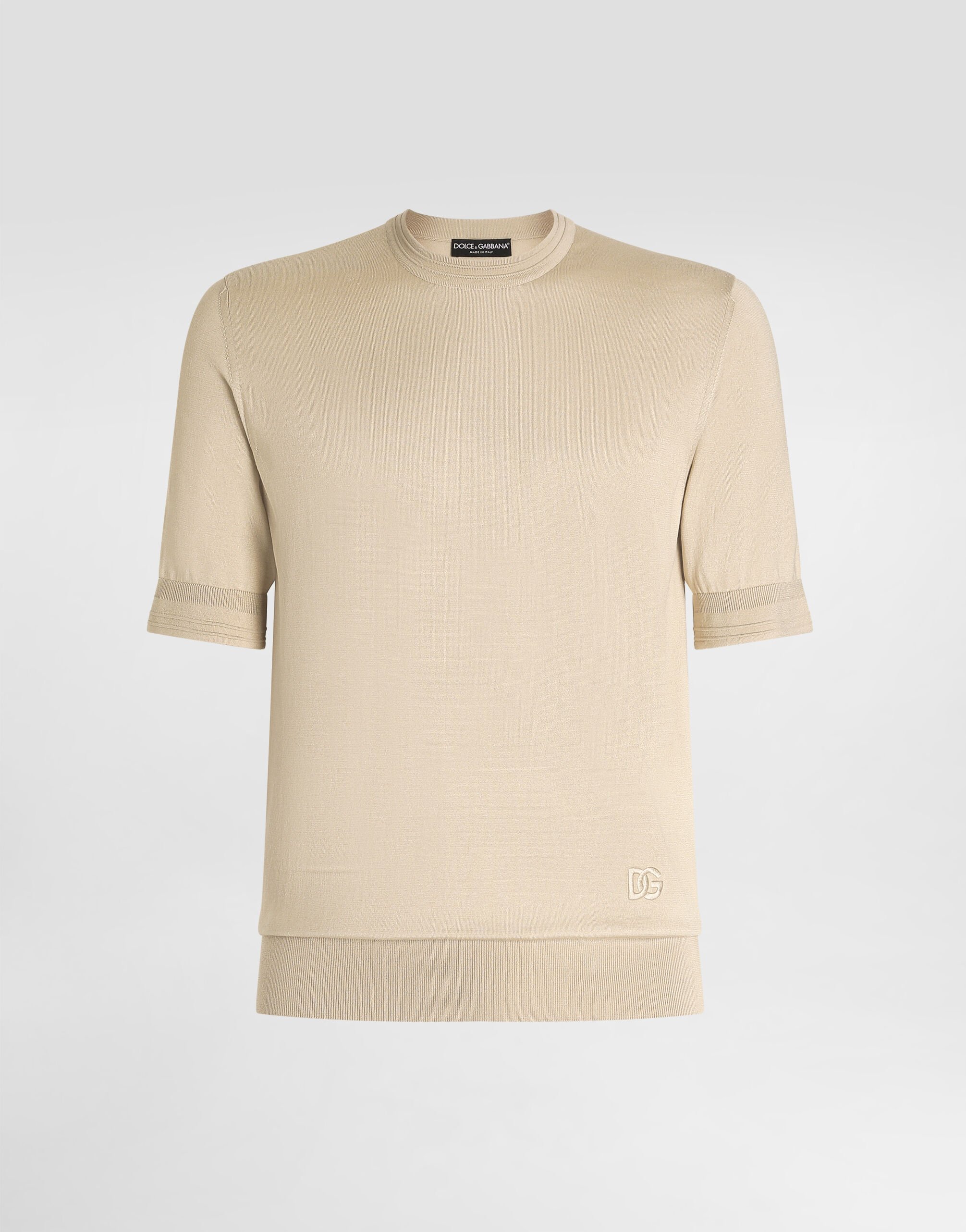 Silk crewneck pullover in Beige for Men | Dolce&Gabbana® US