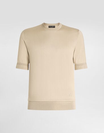 Dolce & Gabbana Silk crewneck pullover Beige GXX03ZJBSLV