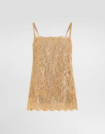 Dolce & Gabbana Lamé lace top Gold F7BJ1TILMFJ