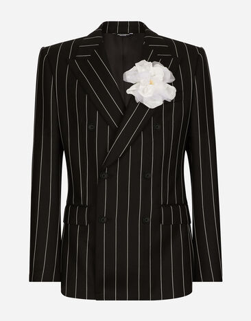 Dolce & Gabbana Двубортный пиджак Sicilia в меловую полоску белый G2NW1TFU4DV