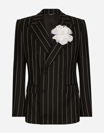 Dolce & Gabbana Double-breasted pinstripe Sicilia-fit jacket White GKAHMTFUTBT