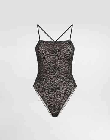 Dolce & Gabbana One-piece lace swimsuit Print O8A54JFSG9R