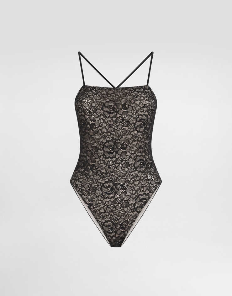 Dolce & Gabbana مايوه دانتيل من قطعة واحدة أسود O9A03JFLUAI