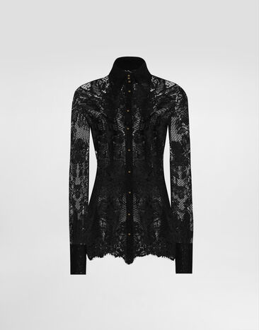 Dolce & Gabbana Floral lace shirt with scalloping Print F5S61TIS1Y6