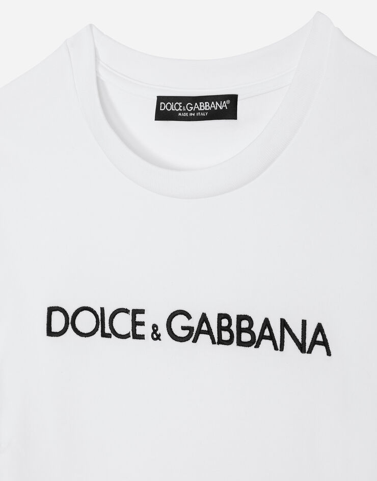 Dolce&Gabbana Langarm-T-Shirt mit Dolce&Gabbana-Logo Weiss F8U49ZFU7EQ