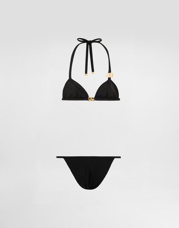 Dolce & Gabbana Triangle bikini with DG logo Black O8B76JONO12