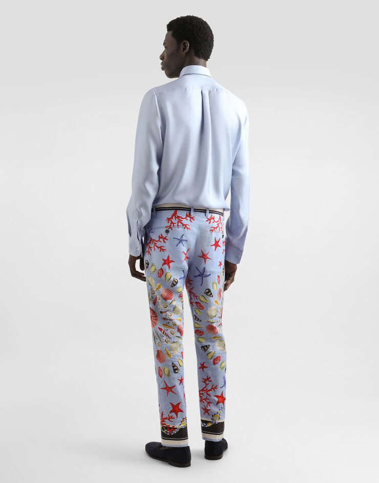 Dolce & Gabbana Martini shirt in silk twill Azure G5MM4TFU10S