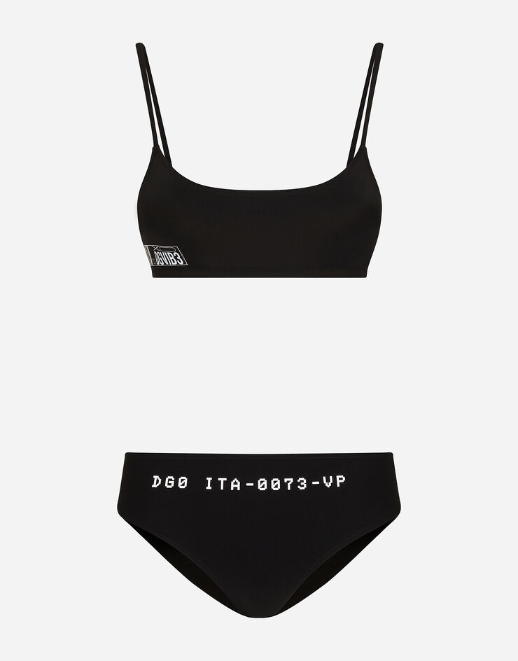 Dolce & Gabbana Bralette bikini with DGVIB3 print Black O8C17JONP12