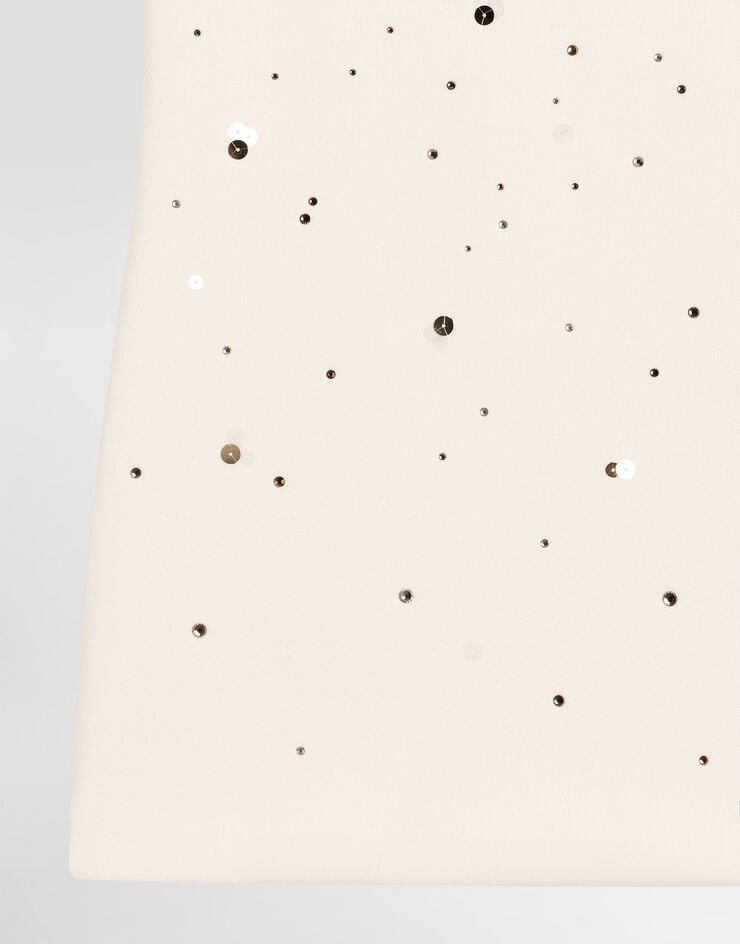 Dolce & Gabbana فستان مخمل ناعم بكولوت White L54DH1FURMM