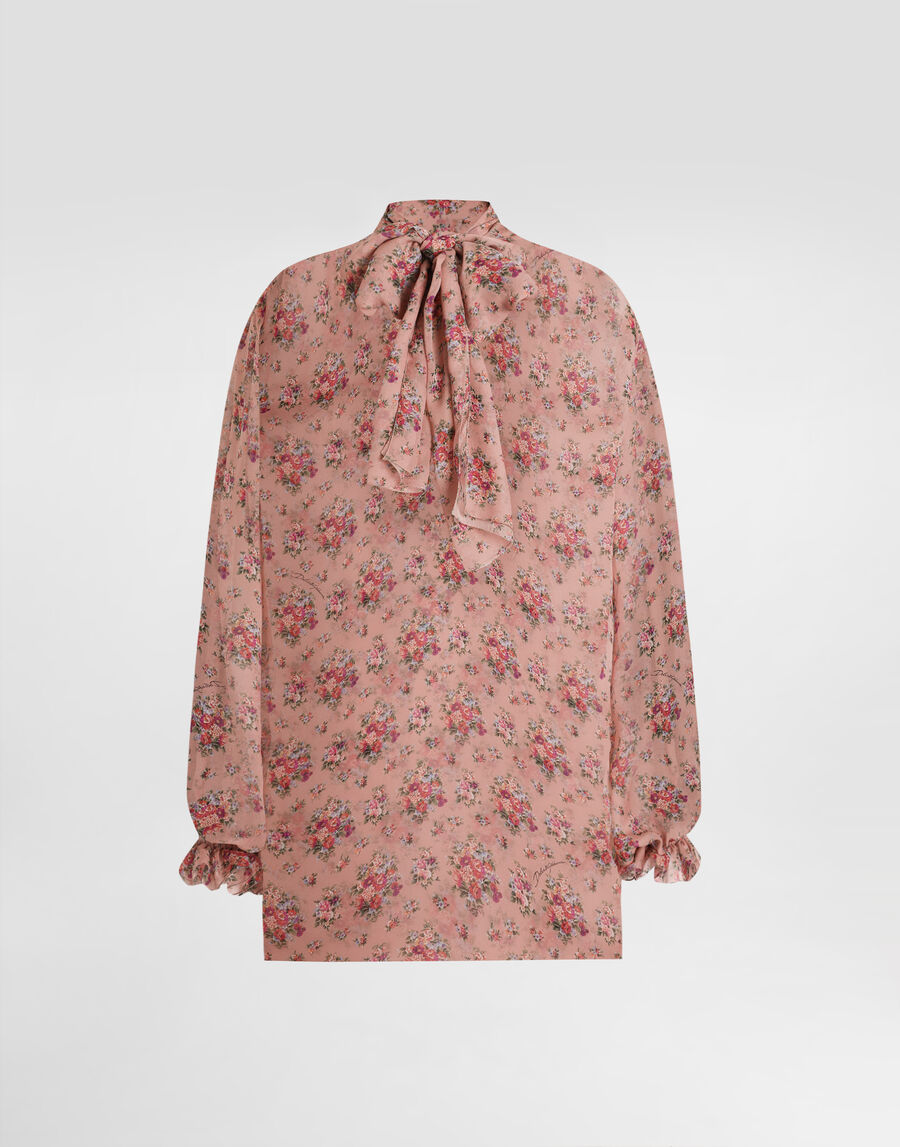 Small flower bouquets-print chiffon top
