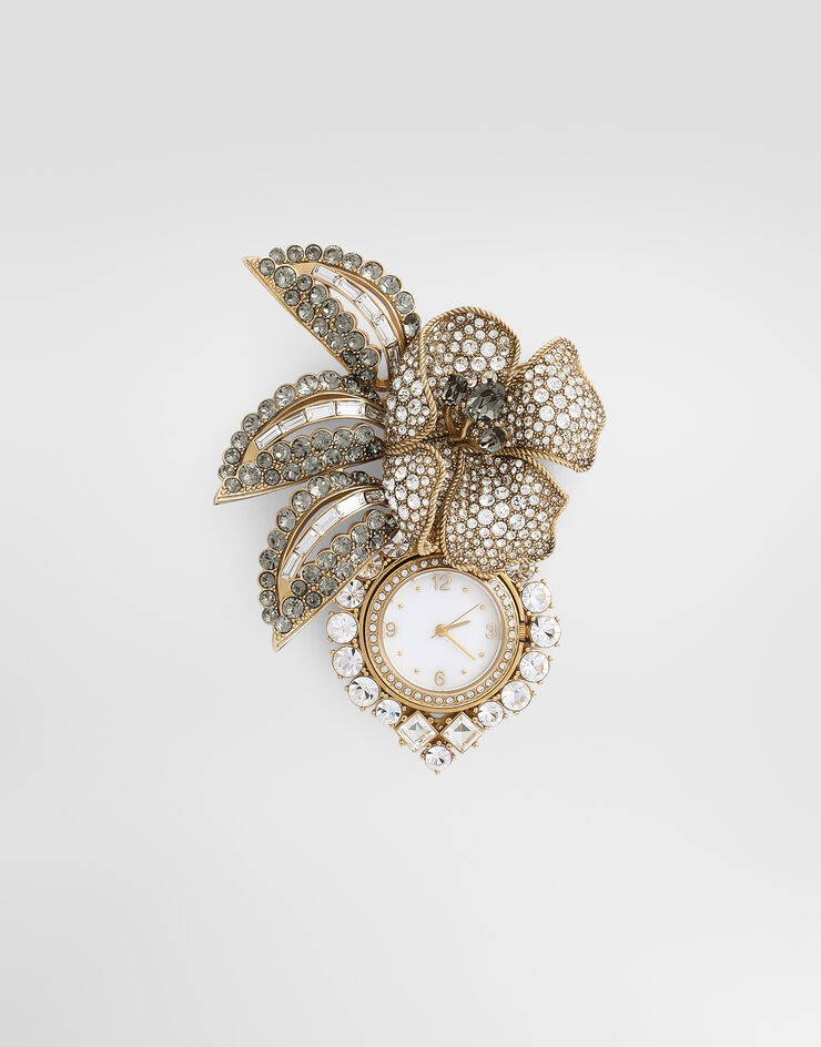 Dolce & Gabbana Broche reloj en forma de flor con strass Dorado WPS7S9W1111