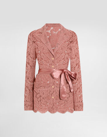 Dolce & Gabbana Floral cordonetto lace pajama shirt with DG logo Multicolor F6GASTFU2L8