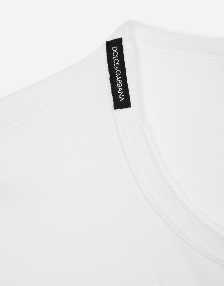 Dolce&Gabbana تيشيرت قطني بتفاصيل ممزقة أبيض G8QW6TG7JW1