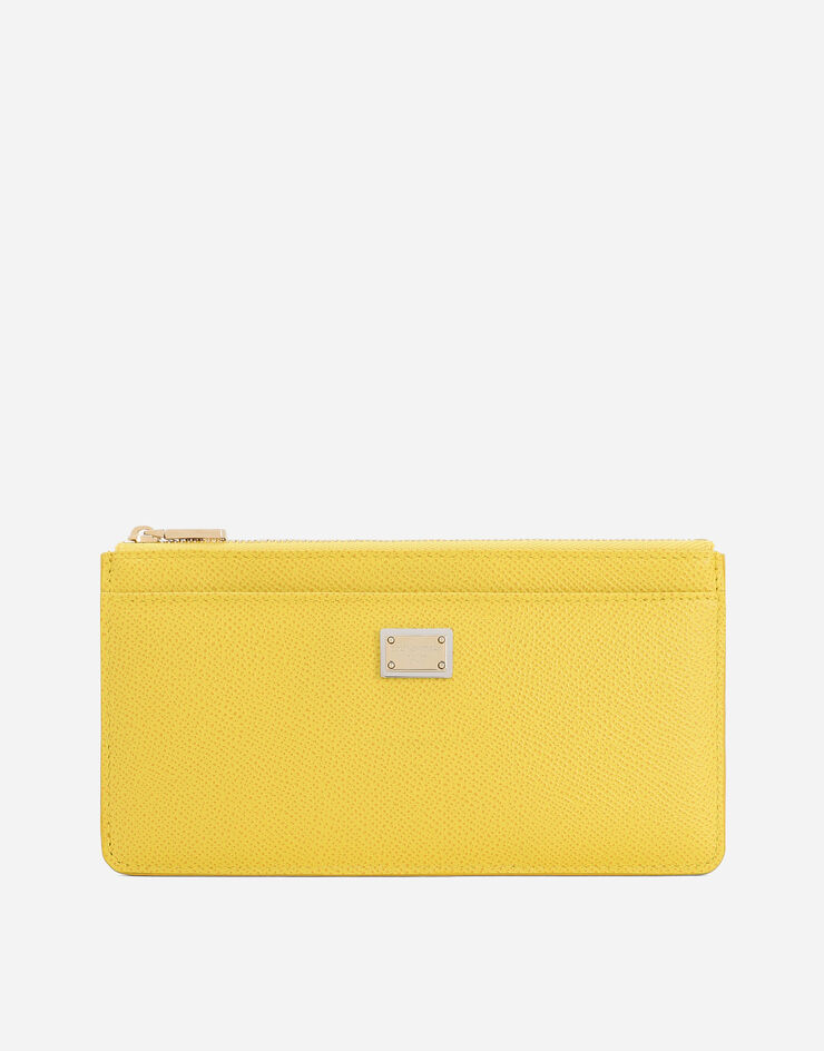 Dolce & Gabbana Porte-cartes grand format en cuir de veau Dauphine Jaune BI1265A1001