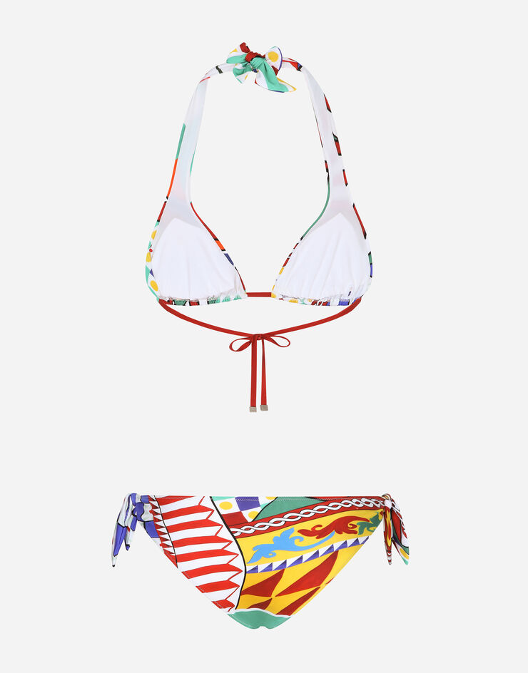 Dolce & Gabbana Carretto-print triangle bikini Multicolor O8A54JONN72