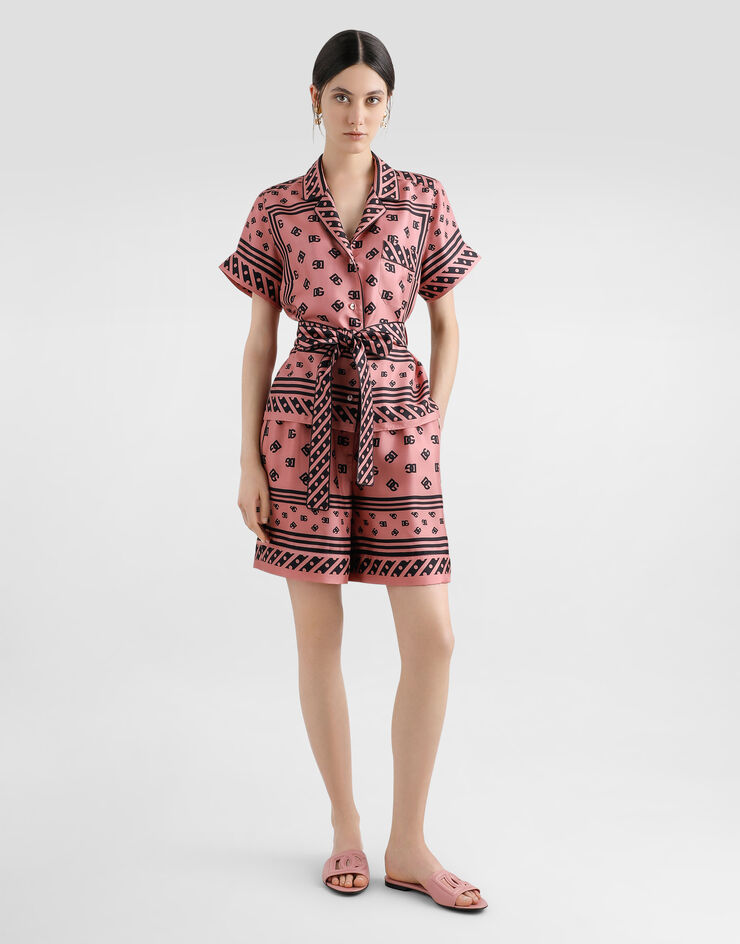 Dolce & Gabbana Bermudas en jacquard de raso de seda con motivo integral del logotipo DG Print FTAM7THI1X0