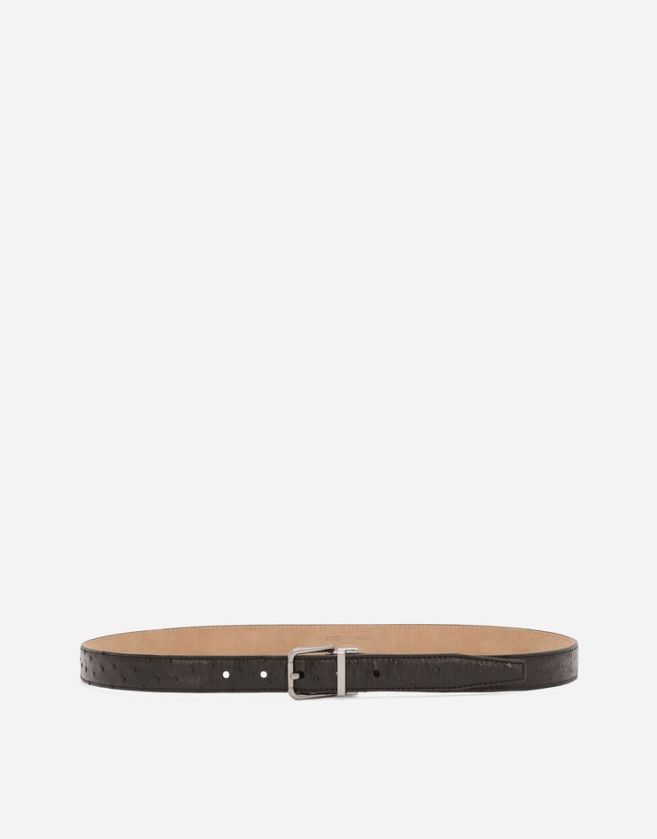 Dolce & Gabbana オーストリッチレザー ベルト Black BC4337A8M90