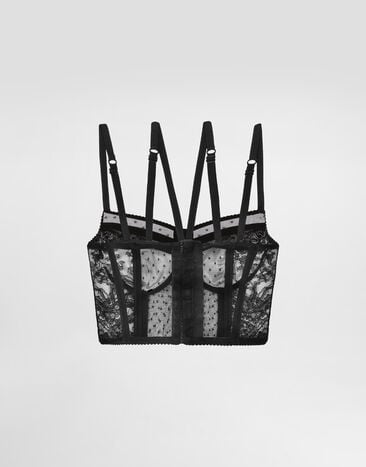 Dolce & Gabbana Lace lingerie bustier with straps Black O7C32TONO24