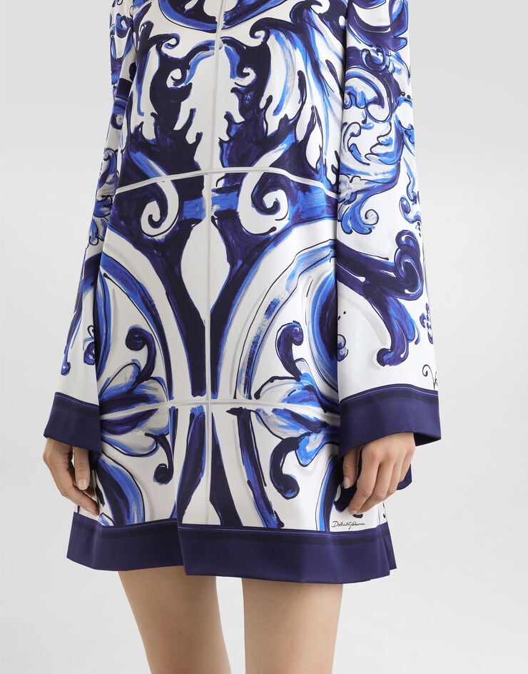 Dolce & Gabbana Majolica-print charmeuse dress Print I6KH4WFHAA2