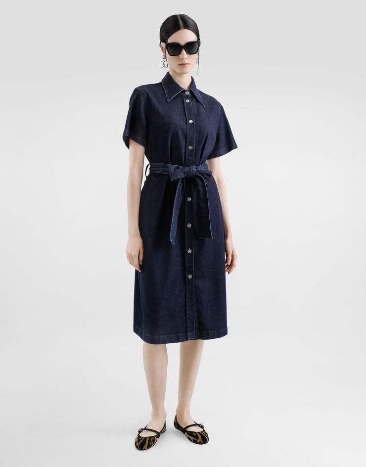 Dolce & Gabbana Abito chemisier in denim di seta Multicolore F6TMBDG8MR3