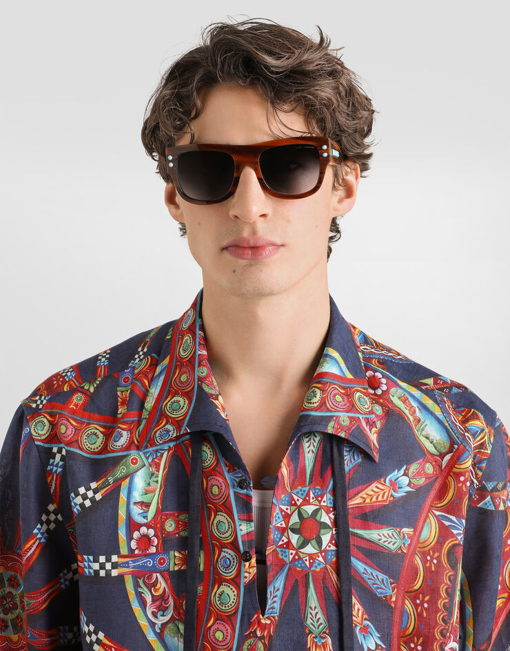 Dolce & Gabbana carretto-print hawaii linen shirt Multicolor G5OS3TFS4H2