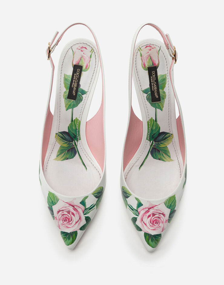 Dolce & Gabbana POLISHED CALFSKIN TROPICAL ROSE PRINT SLINGBACKS Dolce & Gabbana POLISHED CALFSKIN TROPICAL ROSE PRINT SLINGBACKS STAMPA FLOREALE CG0180AJ730