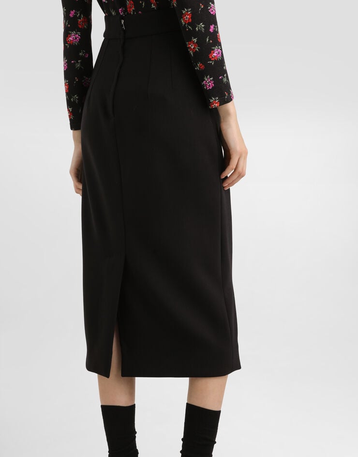 Dolce & Gabbana Stretch wool pencil skirt Black F4DCNTFUBCE