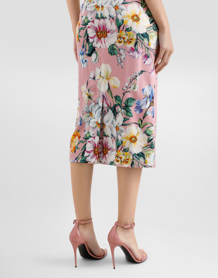 Dolce & Gabbana Floral-print charmeuse calf-length skirt Print F4CS8TFSA7G