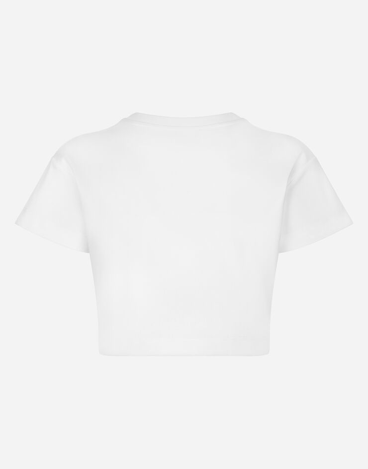 Dolce & Gabbana KIM DOLCE&GABBANA Cropped T-shirt with “KIM Dolce&Gabbana” tag White F8S21THU7H8