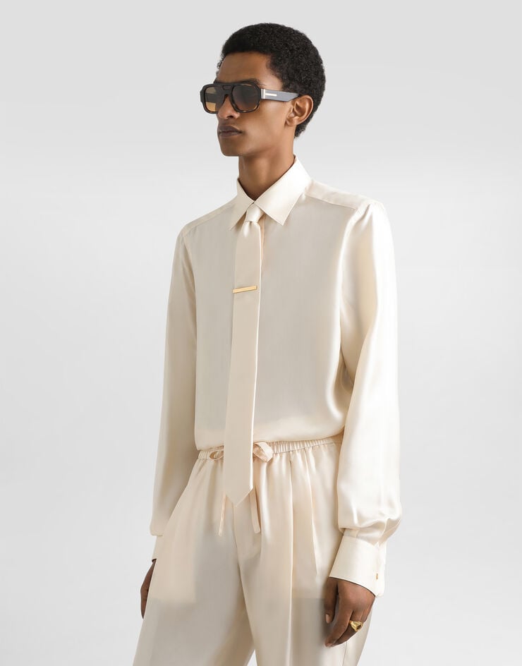 Dolce & Gabbana Martini shirt in silk twill Beige G5MM4TFU10S