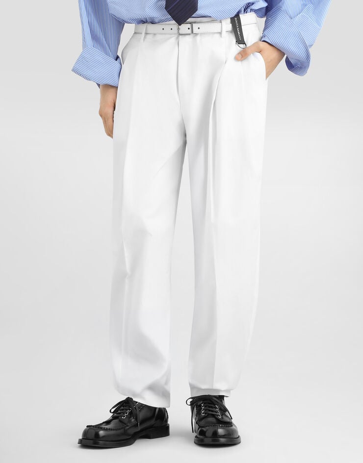 Dolce & Gabbana Pantalones en gabardina de algodón Dolce & Gabbana Pantalones en gabardina de algodón White GP10DTFUFJR