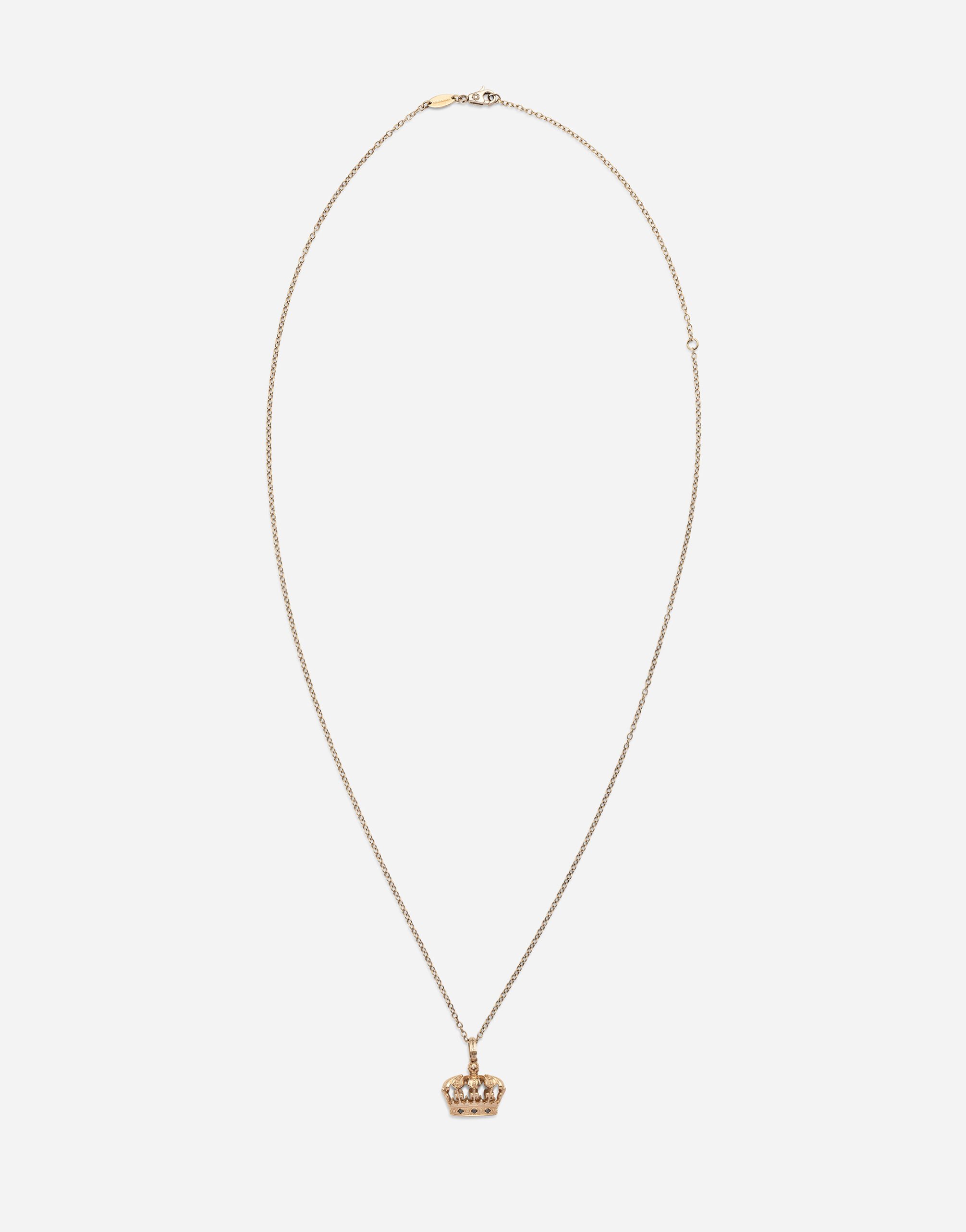Dolce & Gabbana Pendentif Crown avec couronne en or blanc et diamants noirs Jaune WAQP2GWSAP1